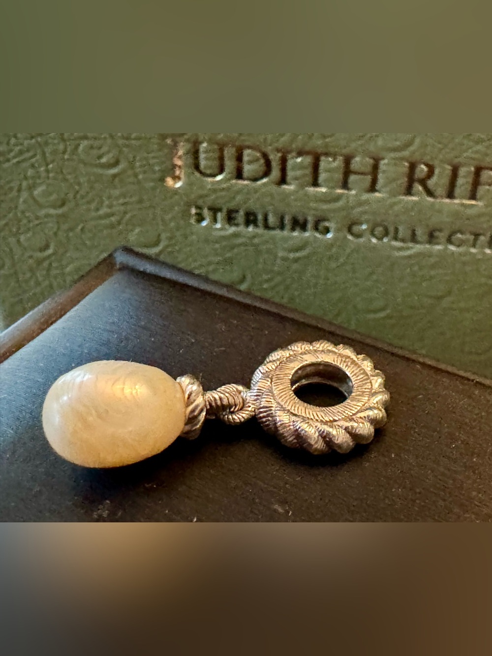 Judith Ripka Sterling Silver and Gorgeous Cream Genuine Pearl Charm